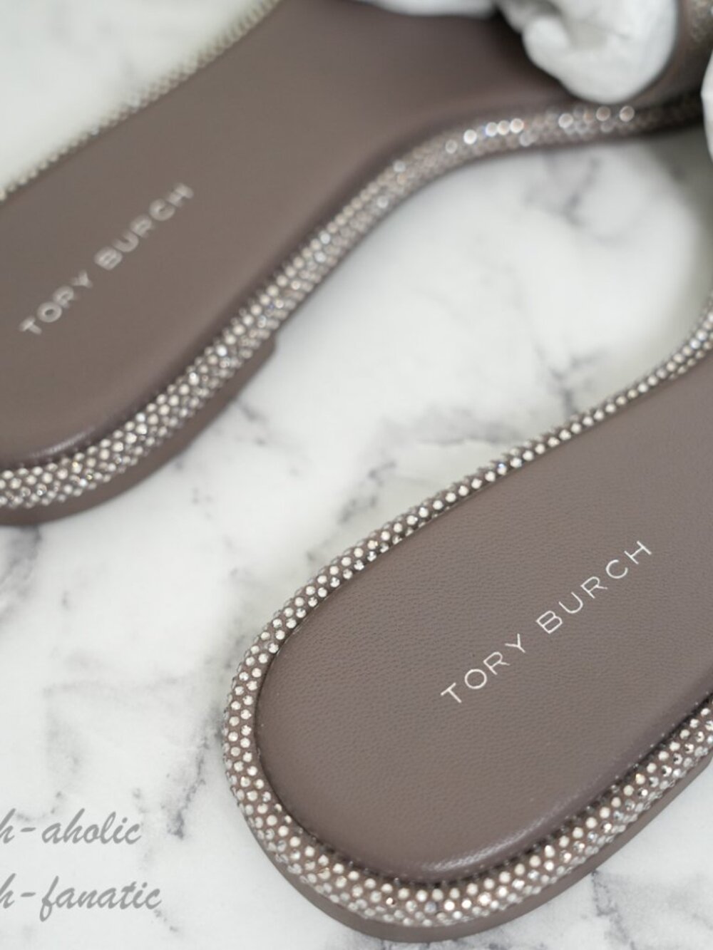 Tory Burch Everly Rhinestone Slide Sandals in Dark Clay/Crystal size 9 NIB - Picture 8 of 10